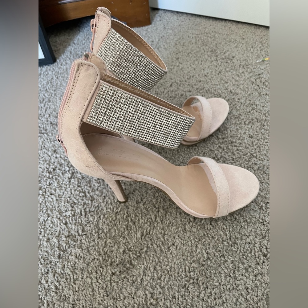 Women’s High Heels Nude Rhinestone 8.5